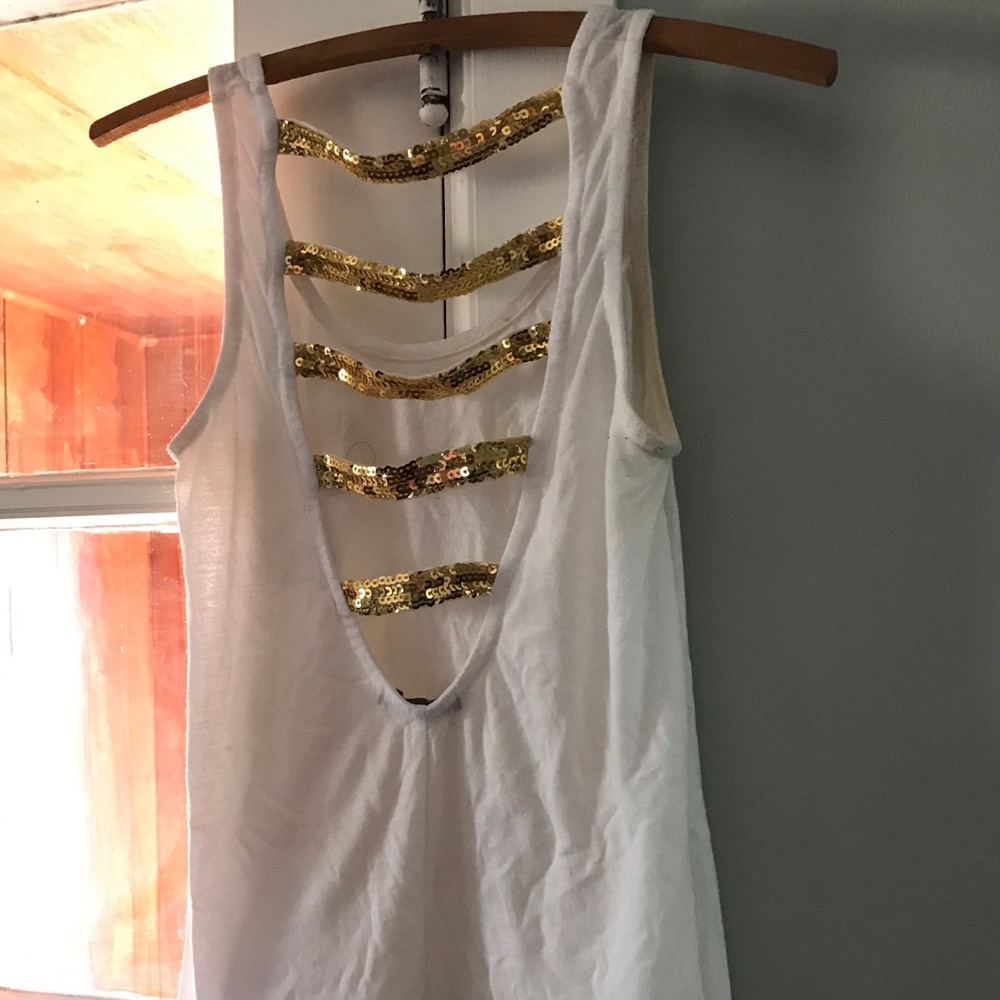 Gold sparkle back crop top tank